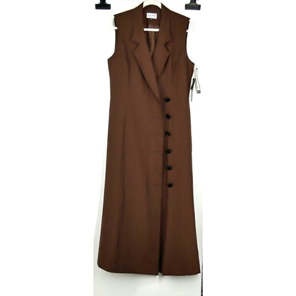 NWT Kasper Vintage Sleeveless Coat Brown 12 - Picture 1 of 3